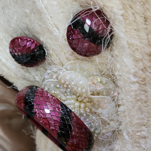 🌺Stunning VTG Barkhor India glass overlay Bracelet/Clip Earrings Pink/Black - Picture 3 of 8